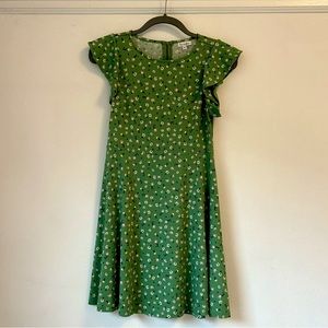 Love, Fire Green Floral Babydoll Dress with Flutter Sleeve